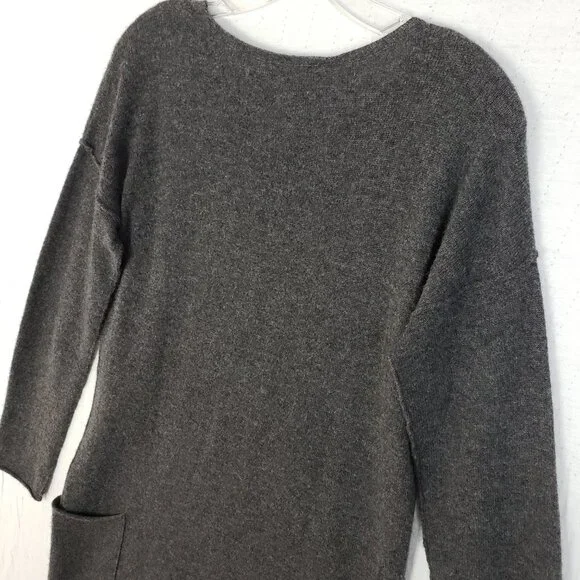 KOKUN 100% Cashmere Sweater Dress Tunic Knit Gray size S Relaxed Fit Lagenlook - Picture 9 of 11